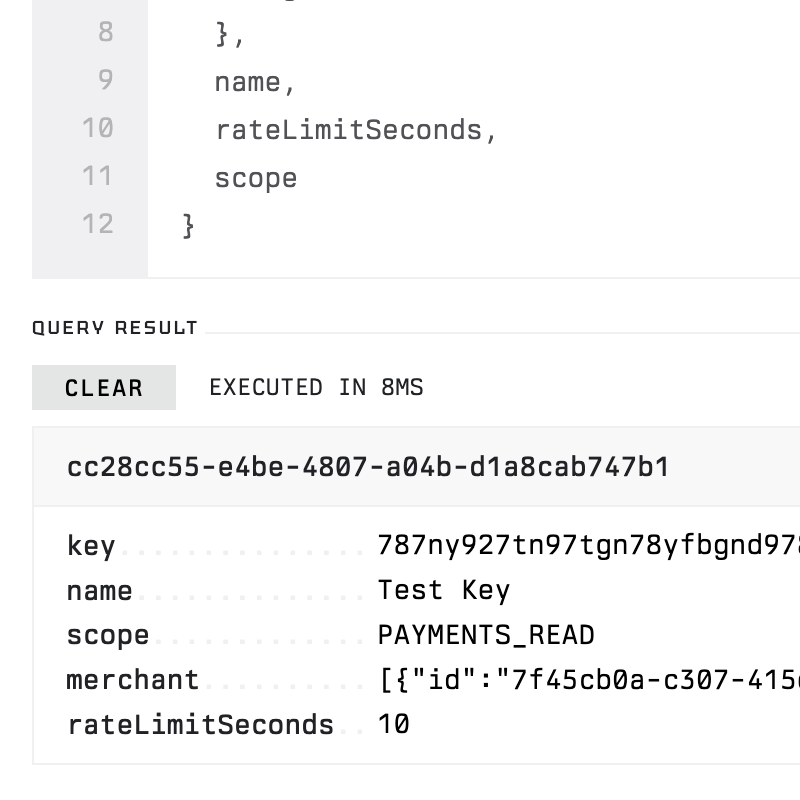 EdgeQL query and its results in Disc's admin interface